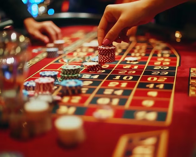 Live Domino QQ table with dealer and players